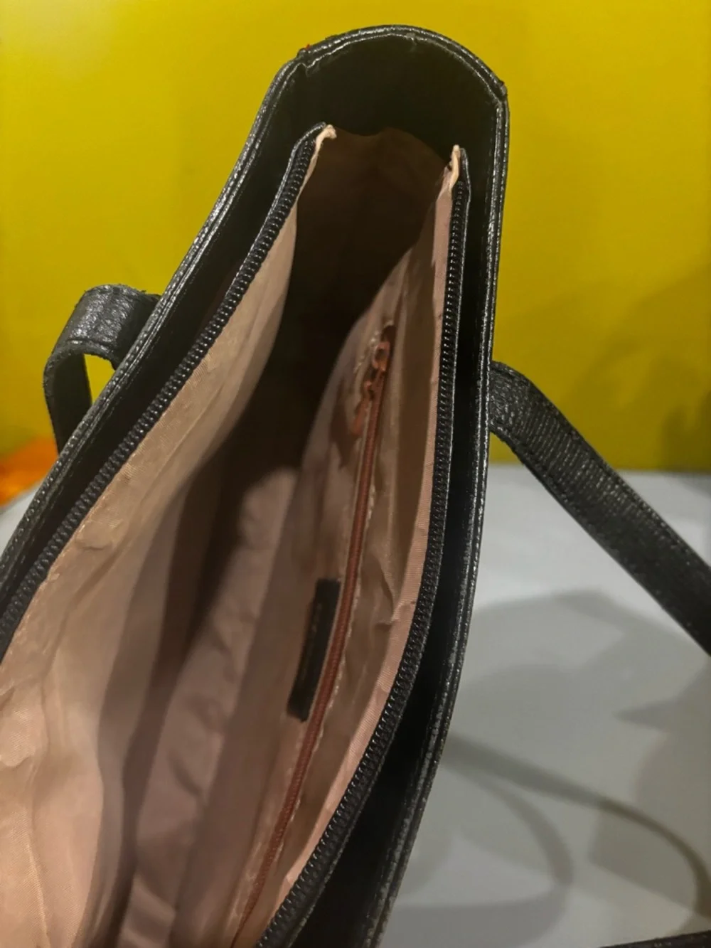 Black vegan Leather Tote Handbag